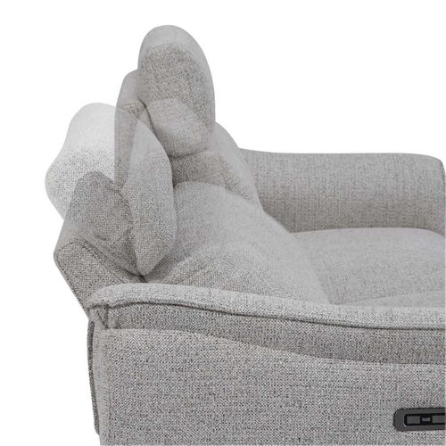 Canapé 2 Places Relax Électrique Tissu Polyester Polyester Chiné Gris Galet - Plym