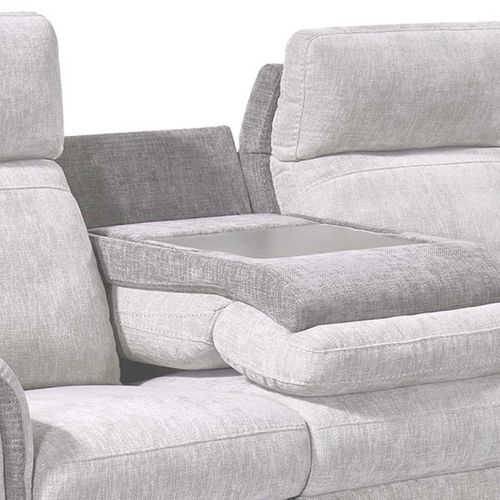 Canapé 3 Places Relax Électrique Tissu Maillé Ultra Doux Bi-olore Gris Avec Tablette Centrale - Sol