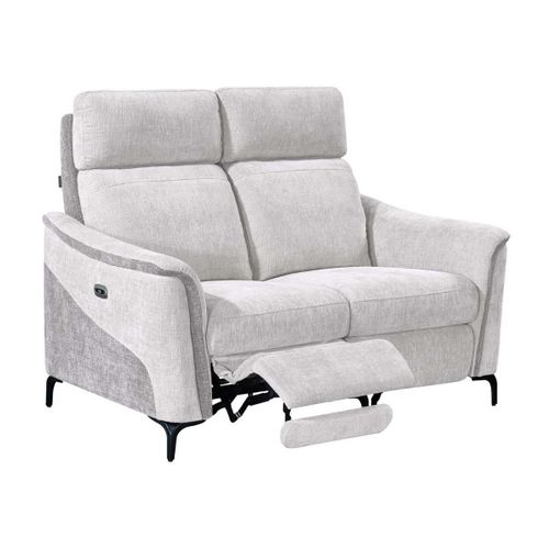 Canapé 2 Places Relax Électrique Tissu Maillé Ultra Doux Bicolore Gris - Sollys