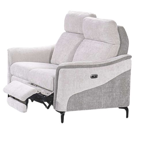 Canapé 2 Places Relax Électrique Tissu Maillé Ultra Doux Bicolore Gris - Sollys
