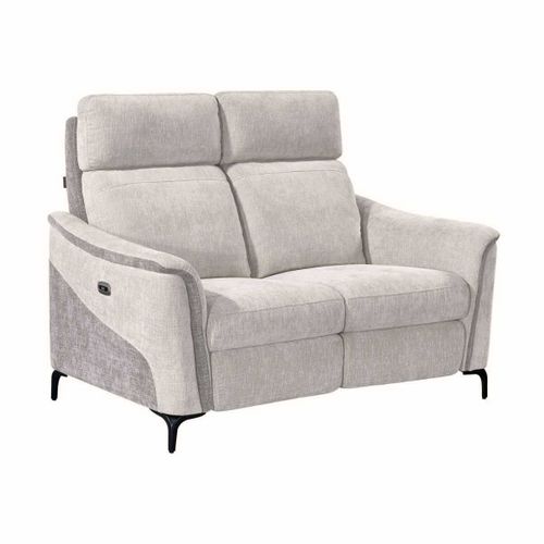 Canapé 2 Places Relax Électrique Tissu Maillé Ultra Doux Bicolore Gris - Sollys