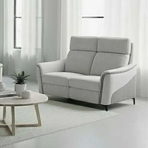 Canapé 2 Places Fixe Tissu Maillé Ultra Doux Bicolore Gris - Sollys