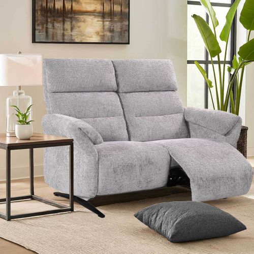 Canapé 2 Places Relax Électrique Tissu Maillé Ultra Doux Gris - Lama
