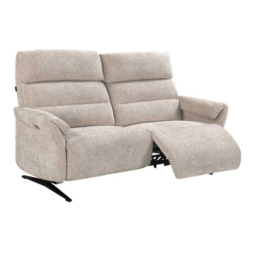 Canapé 3 Places Relax Électrique Tissu Maillé Ultra Doux Beige - Lama