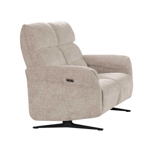 Canapé 2 Places Relax Électrique Tissu Maillé Ultra Doux Beige - Lama