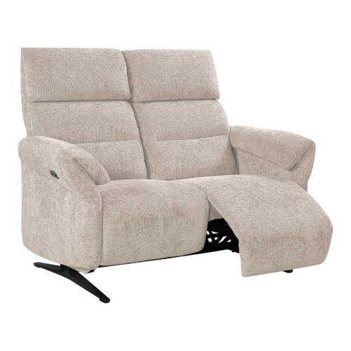 Canapé 2 Places Relax Électrique Tissu Maillé Ultra Doux Beige - Lama