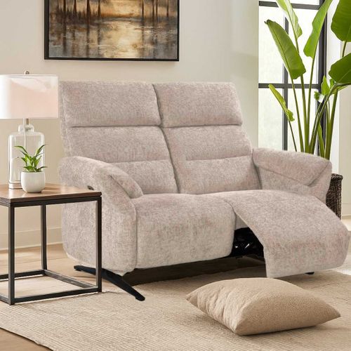 Canapé 2 Places Relax Électrique Tissu Maillé Ultra Doux Beige - Lama