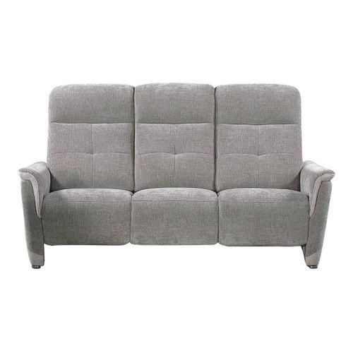 Canapé 3 Places Relax Électrique Tissu Maillé Ultra Doux Bicolore Gris Avec Tablette Centrale - Aus
