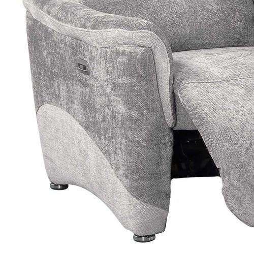 Canapé 2 Places Relax Électrique Tissu Maillé Ultra Doux Bicolore Gris - Austral