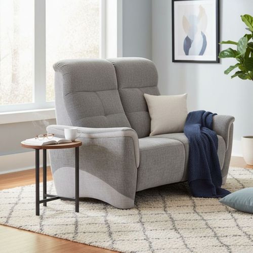 Canapé 2 Places Fixe Tissu Maillé Ultra Doux Bicolore Gris - Austral