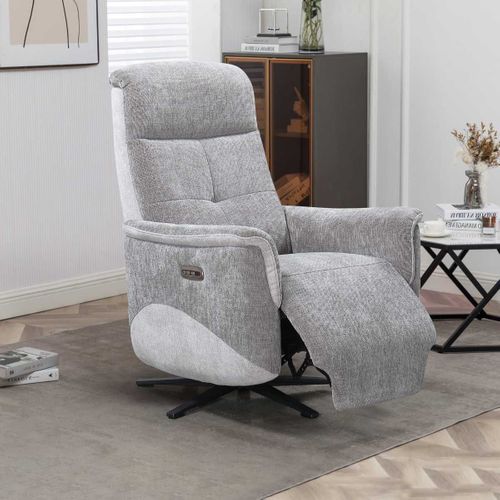 Fauteuil Relax Électrique Pivotant Tissu Maillé Ultra Doux Bicolore Gris - Austral