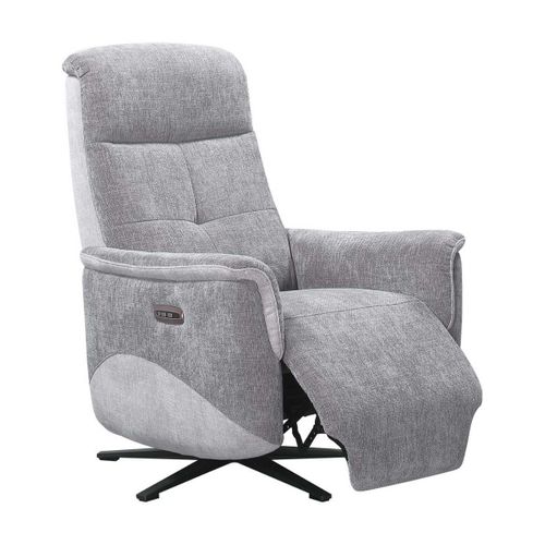 Fauteuil Relax Électrique Pivotant Tissu Maillé Ultra Doux Bicolore Gris - Austral