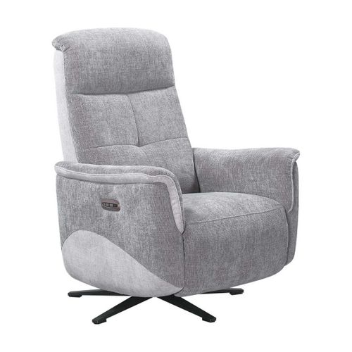 Fauteuil Relax Électrique Pivotant Tissu Maillé Ultra Doux Bicolore Gris - Austral