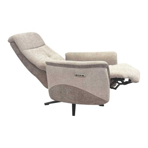 Fauteuil Relax Électrique Pivotant Tissu Maillé Ultra Doux Bicolore Beige - Austral