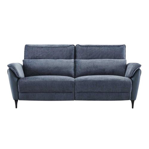 Canapé 3 Places Relax Électrique Bi-matière Tissu Chenillé Et Pvc Bleu - Celeste