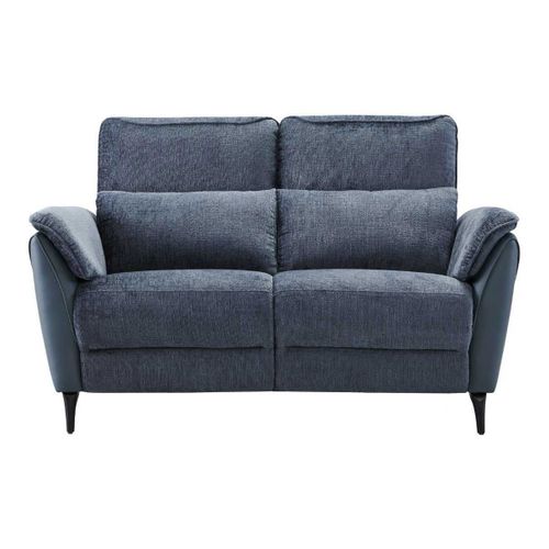 Canapé 2 Places Relax Électrique Bi-matière Tissu Chenillé Et Pvc Bleu - Celeste