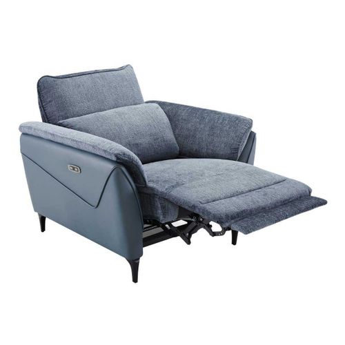 Fauteuil Relax Électrique Bi-matière Tissu Chenillé Et Pvc Bleu - Celeste