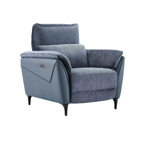 Fauteuil Relax Électrique Bi-matière Tissu Chenillé Et Pvc Bleu - Celeste