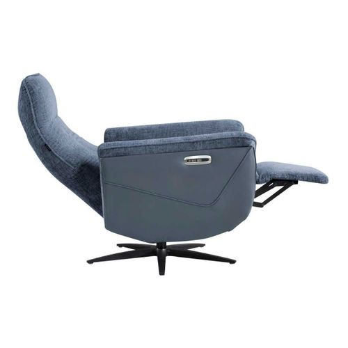 Fauteuil Relax Électrique Pivotant Bi-matière Tissu Chenillé Et Pvc Bleu - Celeste