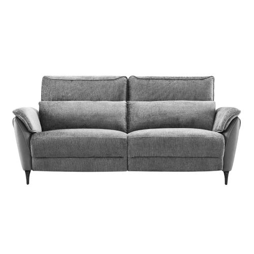 Canapé 3 Places Relax Électrique Bi-matière Tissu Chenillé Et Pvc Gris - Celeste