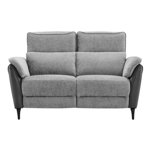 Canapé 2 Places Relax Électrique Bi-matière Tissu Chenillé Et Pvc Gris - Celeste