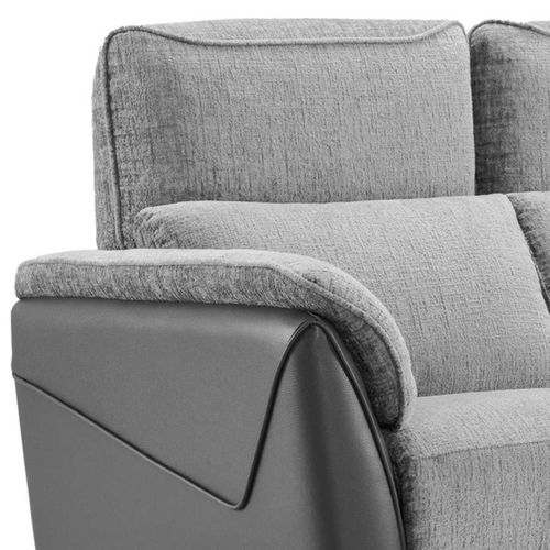 Canapé 2 Places Fixe Bi-matière Tissu Chenillé Et Pvc Gris - Celeste