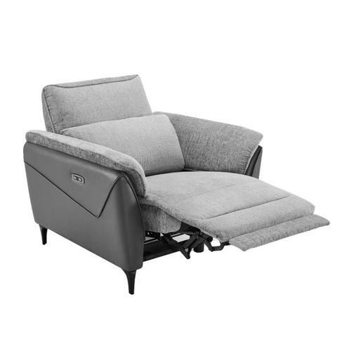 Fauteuil Relax Électrique Bi-matière Tissu Chenillé Et Pvc Gris - Celeste