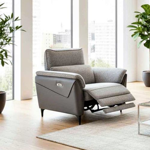 Fauteuil Relax Électrique Bi-matière Tissu Chenillé Et Pvc Gris - Celeste