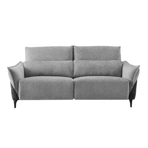 Canapé 3 Places Relax Électrique Tissu Chenillé Bicolore Gris Et Gris Carbone - Akenia