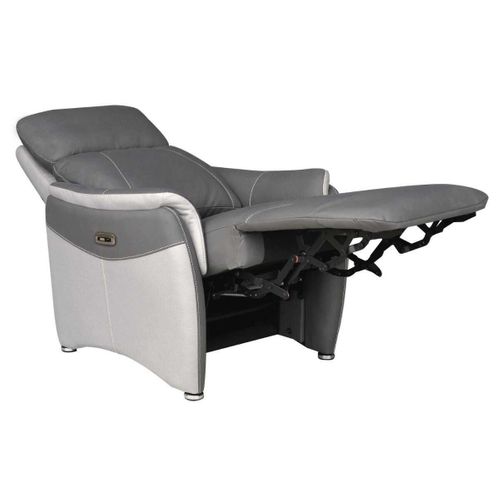 Fauteuil Relax Électrique Tissu Micro Grain Gris Plomb Et Gris Perle - Sangy