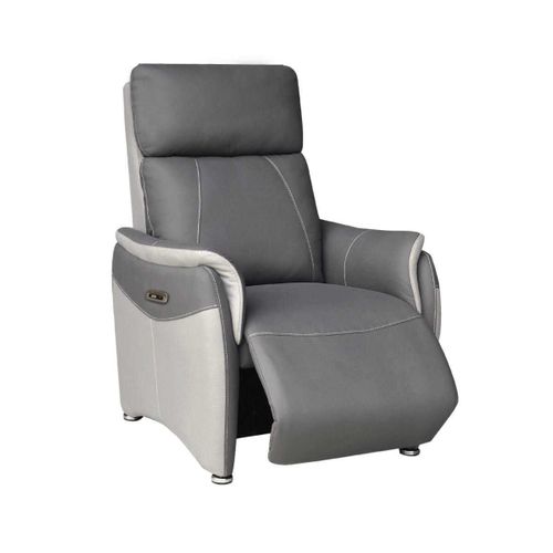 Fauteuil Relax Électrique Tissu Micro Grain Gris Plomb Et Gris Perle - Sangy