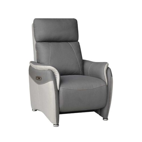 Fauteuil Relax Électrique Tissu Micro Grain Gris Plomb Et Gris Perle - Sangy