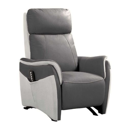 Fauteuil Relax Électrique Releveur Tissu Micro Grain Gris Plomb Et Gris Perle - Sangy
