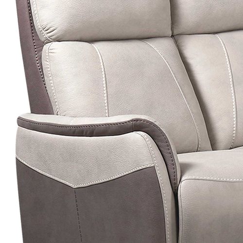 Canapé 2 Places Fixe Tissu Micro Peau Brun Taupe Et Beige Mastic - Sangy