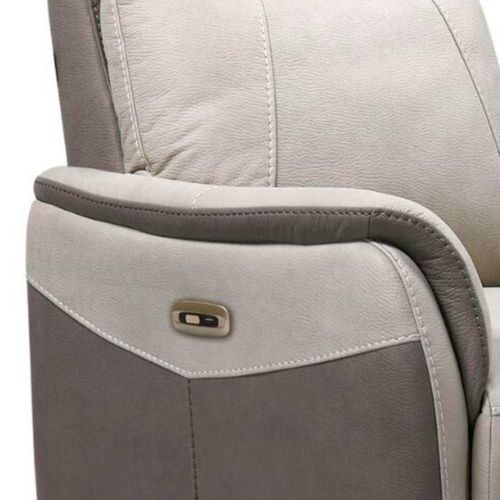 Fauteuil Relax Électrique Tissu Micro Peau Brun Taupe Et Beige Mastic - Sangy