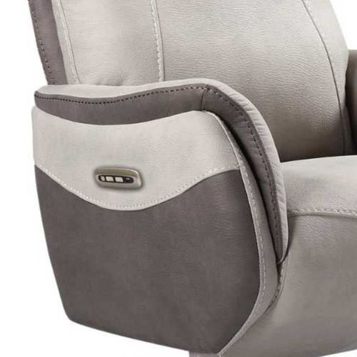 Fauteuil Relax Électrique Pivotant Tissu Micro Peau Brun Taupe Et Beige Mastic - Sangy