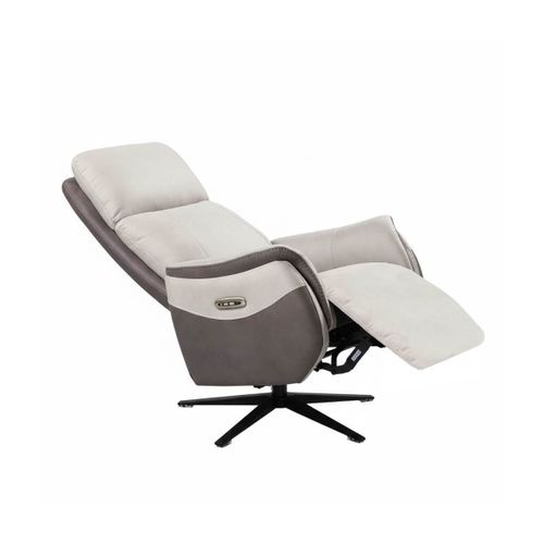 Fauteuil Relax Électrique Pivotant Tissu Micro Peau Brun Taupe Et Beige Mastic - Sangy