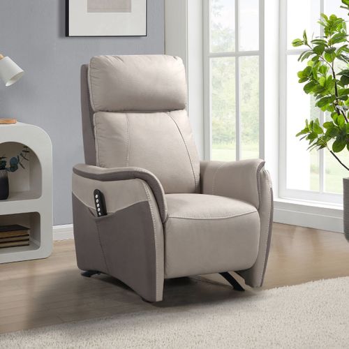Fauteuil Relax Électrique Releveur Tissu Micro Peau Brun Taupe Et Beige Mastic - Sangy