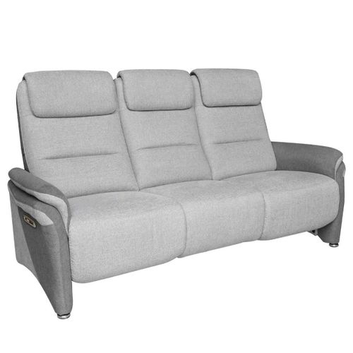 Canapé 3 Places Relax Électrique Tissu Polyester Gris Clair Et Gris Foncé Avec Tablette Centrale Im