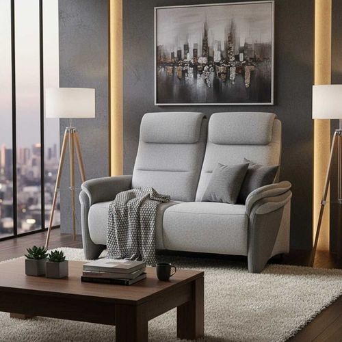 Canapé 2 Places Fixe Tissu Polyester Gris Clair Et Gris Foncé - Nadir