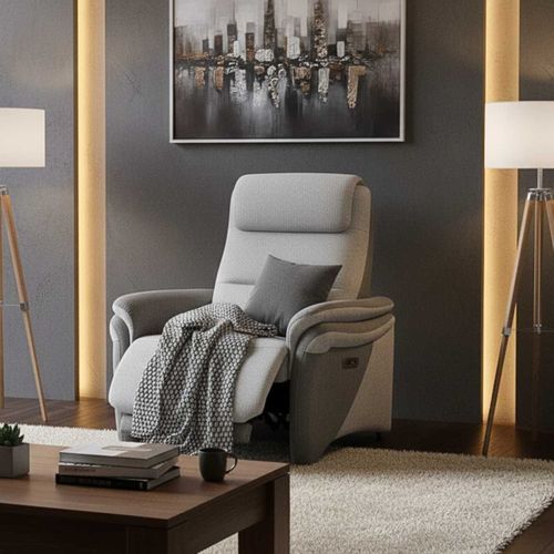 Fauteuil Relax Électrique Tissu Polyester Gris Clair Et Gris Foncé - Nadir
