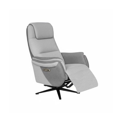 Fauteuil Relax Électrique Pivotant Tissu Polyester Gris Clair Et Gris Foncé - Nadir