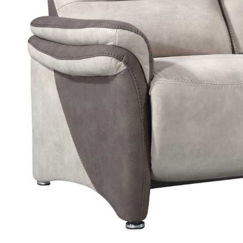 Canapé 2 Places Fixe Tissu Micro Peau Brun Et Mastic - Nadir