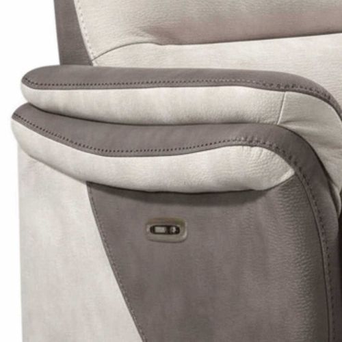 Fauteuil Relax Électrique Tissu Micro Peau Brun Et Mastic - Nadir