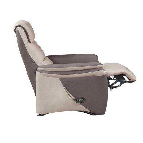 Fauteuil Relax Électrique Releveur Tissu Micro Peau Brun Et Mastic - Nadir