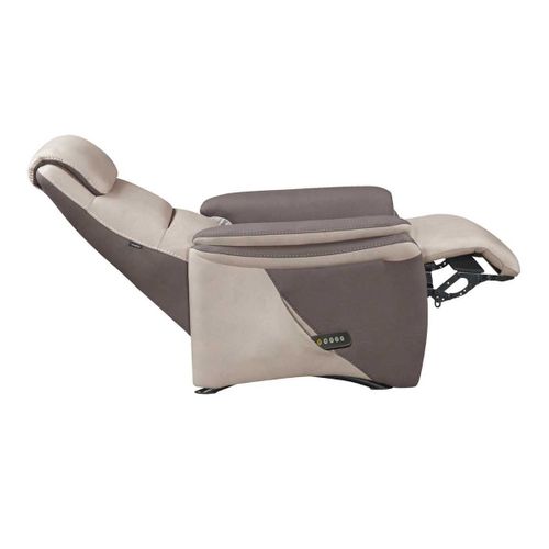 Fauteuil Relax Électrique Releveur Tissu Micro Peau Brun Et Mastic - Nadir