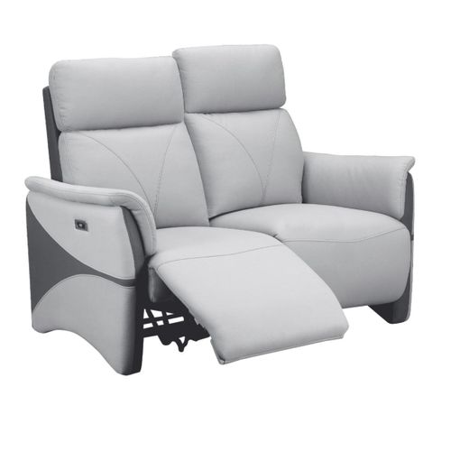 Canapé 2 Places Relax Électrique Tissu Micro Peau Bicolore Gris - Symphony