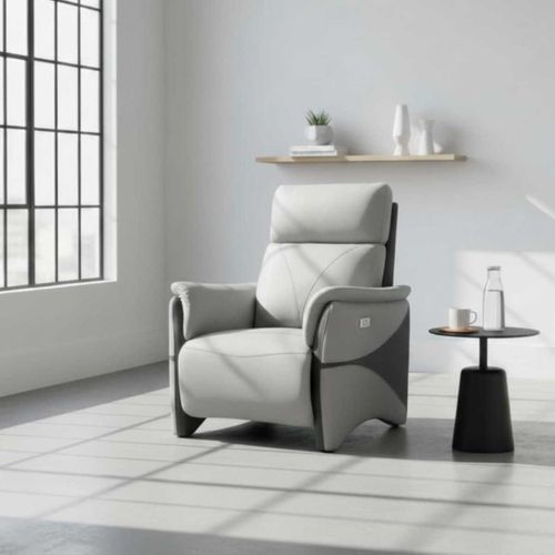 Fauteuil Relax Électrique Tissu Micro Peau Bicolore Gris - Symphony