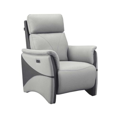 Fauteuil Relax Électrique Tissu Micro Peau Bicolore Gris - Symphony
