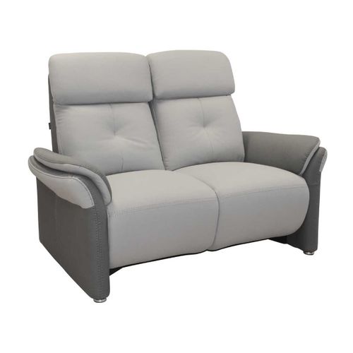 Canapé 2 Places Fixe Tissu Micro Grain Gris Perle Et Gris Plomb - Djino